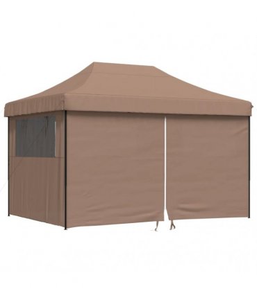 vidaXL Foldable Party Tent Pop-Up with 4 Sidewalls Brown