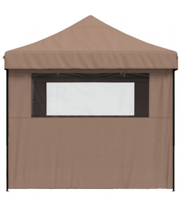 vidaXL Foldable Party Tent Pop-Up with 4 Sidewalls Brown
