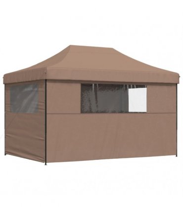 vidaXL Foldable Party Tent Pop-Up with 4 Sidewalls Brown