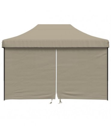 vidaXL Foldable Party Tent Pop-Up with 4 Sidewalls Taupe — V0672154678