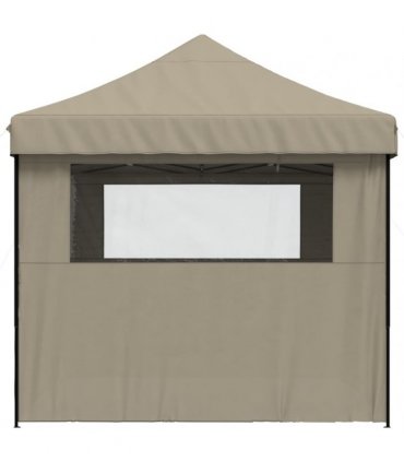 vidaXL Foldable Party Tent Pop-Up with 4 Sidewalls Taupe — V0672154678
