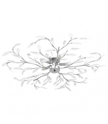 vidaXL Ceiling Lamp with Acrylic Crystal Leaf Arms for 5 E14 Bulbs White