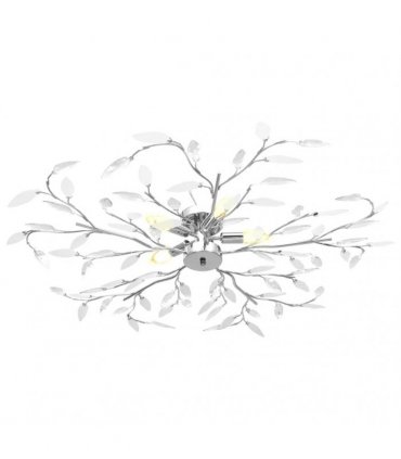 vidaXL Ceiling Lamp with Acrylic Crystal Leaf Arms for 5 E14 Bulbs White