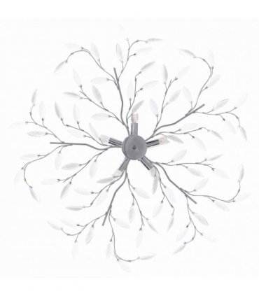 vidaXL Ceiling Lamp with Acrylic Crystal Leaf Arms for 5 E14 Bulbs White