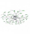vidaXL Ceiling Lamp with Acrylic Crystal Leaf Arms for 5 E14 Bulbs Green