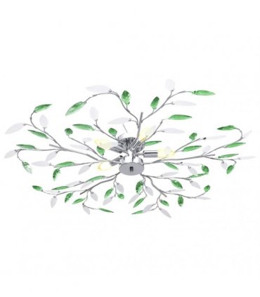 vidaXL Ceiling Lamp with Acrylic Crystal Leaf Arms for 5 E14 Bulbs Green