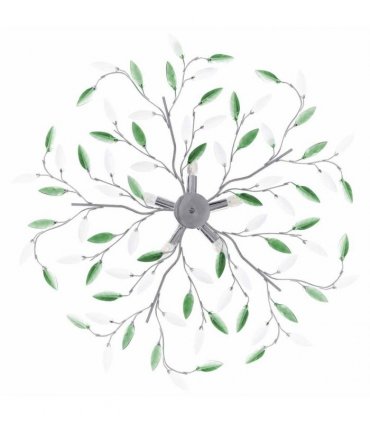 vidaXL Ceiling Lamp with Acrylic Crystal Leaf Arms for 5 E14 Bulbs Green