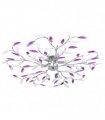 vidaXL Ceiling Lamp with Acrylic Crystal Leaf Arms for 5 E14 Bulbs Purple