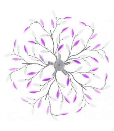 vidaXL Ceiling Lamp with Acrylic Crystal Leaf Arms for 5 E14 Bulbs Purple