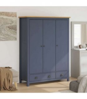 vidaXL 3-Door Wardrobe Hill Grey 127x50x170 cm Solid Pine Wood