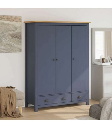 vidaXL 3-Door Wardrobe Hill Grey 127x50x170 cm Solid Pine Wood