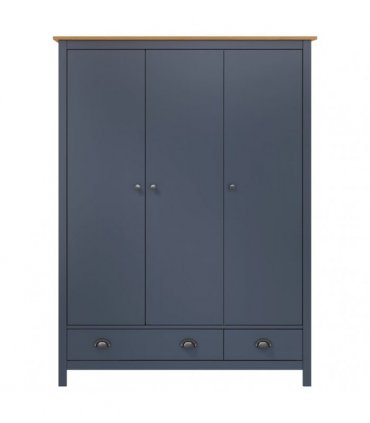 vidaXL 3-Door Wardrobe Hill Grey 127x50x170 cm Solid Pine Wood