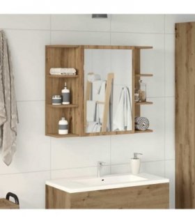 vidaXL Bathroom Mirror Cabinet Artisan Oak 80x20.5x64 cm Engineered Wood