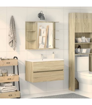 vidaXL Bathroom Mirror Cabinet Sonoma Oak 80x20.5x64 cm Engineered Wood