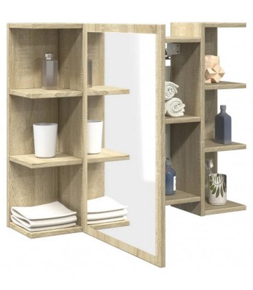 vidaXL Bathroom Mirror Cabinet Sonoma Oak 80x20.5x64 cm Engineered Wood