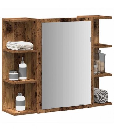 vidaXL Bathroom Mirror Cabinet Old Wood 80x20.5x64 cm Engineered Wood