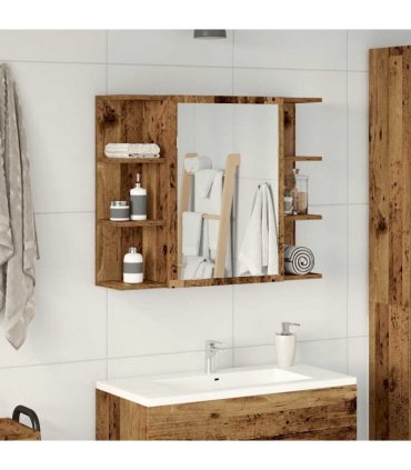 vidaXL Bathroom Mirror Cabinet Old Wood 80x20.5x64 cm Engineered Wood