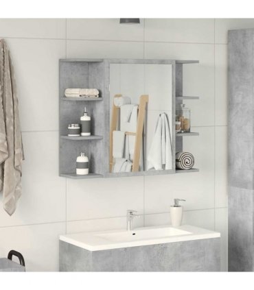 vidaXL Bathroom Mirror Cabinet Concrete Grey 80x20.5x64 cm Engineered Wood