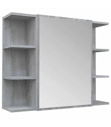 vidaXL Bathroom Mirror Cabinet Grey Sonoma 80x20.5x64cm Engineered Wood
