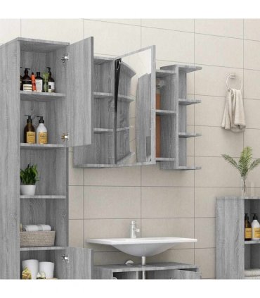 vidaXL Bathroom Mirror Cabinet Grey Sonoma 80x20.5x64cm Engineered Wood