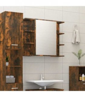 vidaXL Bathroom Mirror Cabinet Smoked Oak 80x20.5x64 cm Engineered Wood