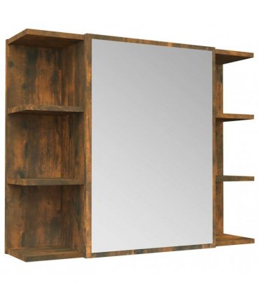 vidaXL Bathroom Mirror Cabinet Smoked Oak 80x20.5x64 cm Engineered Wood