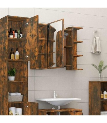 vidaXL Bathroom Mirror Cabinet Smoked Oak 80x20.5x64 cm Engineered Wood