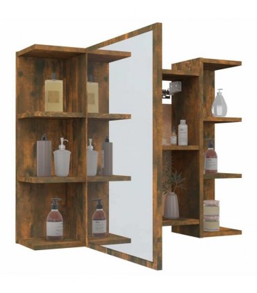 vidaXL Bathroom Mirror Cabinet Smoked Oak 80x20.5x64 cm Engineered Wood