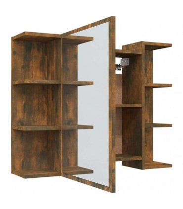 vidaXL Bathroom Mirror Cabinet Smoked Oak 80x20.5x64 cm Engineered Wood