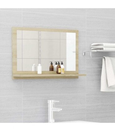 vidaXL Bathroom Mirror Sonoma Oak 60x10.5x37 cm Engineered Wood — Size: 60 x 10.5 x 37 cm
