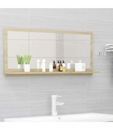 vidaXL Mirror | Sonoma oak | Engineered wood | 90 x 10.5 x 37 cm | Wall mounting