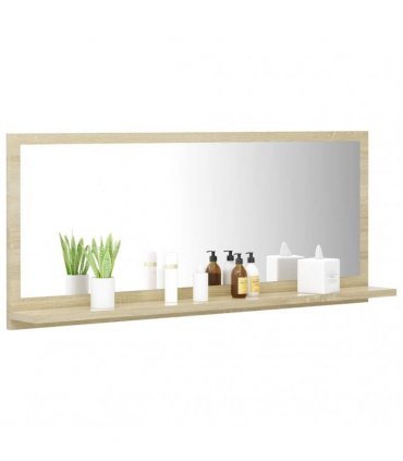 vidaXL Mirror | Sonoma oak | Engineered wood | 90 x 10.5 x 37 cm | Wall mounting