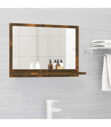vidaXL Bathroom Mirror Smoked Oak 60x10.5x37 cm Engineered Wood — Size: 60 x 10.5 x 37 cm