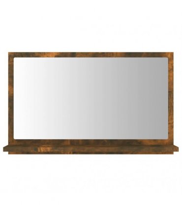 vidaXL Bathroom Mirror Smoked Oak 60x10.5x37 cm Engineered Wood — Size: 60 x 10.5 x 37 cm