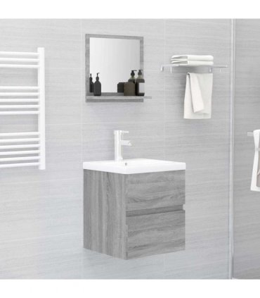 vidaXL Bathroom Mirror Grey Sonoma 40x10.5x37 cm Engineered Wood — Size: 40 x 10.5 x 37 cm