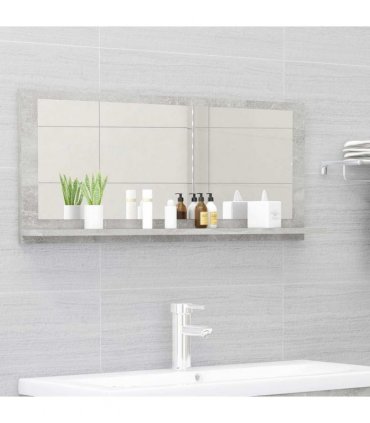vidaXL Mirror | Concrete grey | Engineered wood, acrylic | Large — Size: 90 x 10.5 x 37 cm