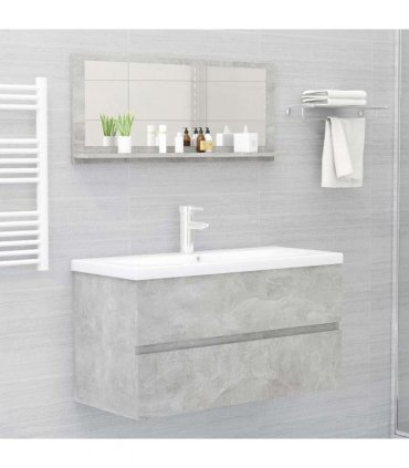 vidaXL Mirror | Concrete grey | Engineered wood, acrylic | Large — Size: 90 x 10.5 x 37 cm