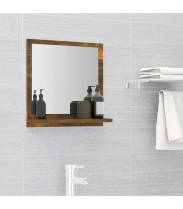 vidaXL Bathroom Mirror Smoked Oak 40x10.5x37 cm Engineered Wood — Size: 40 x 10.5 x 37 cm