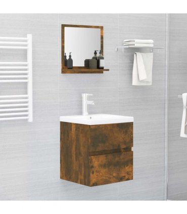 vidaXL Bathroom Mirror Smoked Oak 40x10.5x37 cm Engineered Wood — Size: 40 x 10.5 x 37 cm