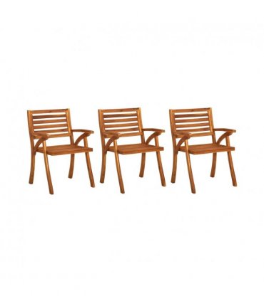 vidaXL Garden Chair | Set of 3 | Brown | Solid Acacia wood | Medium — Size: 59 x 59 x 87 cm
