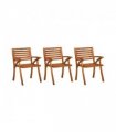 vidaXL Garden Chair | Set of 3 | Brown | Solid Acacia wood | Medium — Size: 59 x 59 x 87 cm