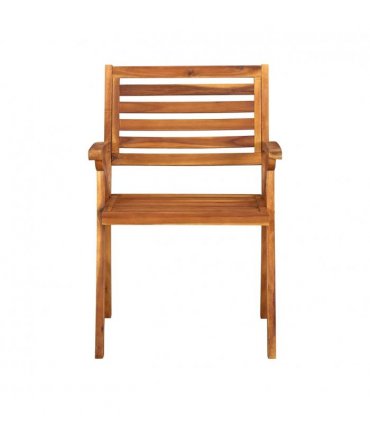 vidaXL Garden Chair | Set of 3 | Brown | Solid Acacia wood | Medium — Size: 59 x 59 x 87 cm