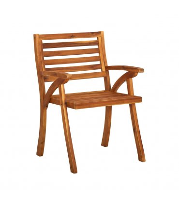 vidaXL Garden Chair | Set of 3 | Brown | Solid Acacia wood | Medium — Size: 59 x 59 x 87 cm