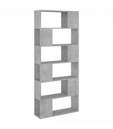 vidaXL Book Cabinet Room Divider Concrete Grey 80x24x186 cm Engineered Wood — Size: 80 x 24 x 186 cm