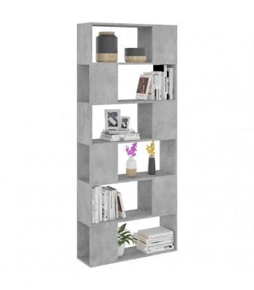 vidaXL Book Cabinet Room Divider Concrete Grey 80x24x186 cm Engineered Wood — Size: 80 x 24 x 186 cm