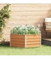 vidaXL Raised Garden Bed Wood Look 129 x 129 x 45 cm Galvanised Steel