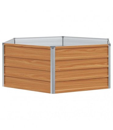 vidaXL Raised Garden Bed Wood Look 129 x 129 x 45 cm Galvanised Steel