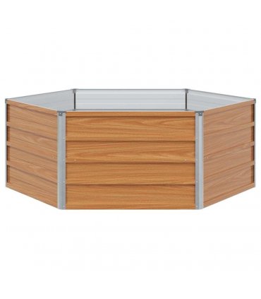 vidaXL Raised Garden Bed Wood Look 129 x 129 x 45 cm Galvanised Steel