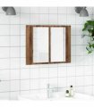 vidaXL LED Mirror Cabinet Old Wood 60x12x45 cm Engineered Wood