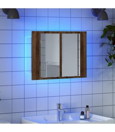 vidaXL LED Mirror Cabinet Old Wood 60x12x45 cm Engineered Wood